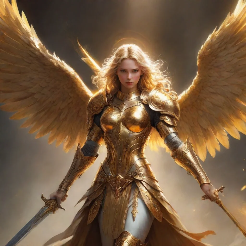  amazing an angel fighting golden wings and golden halo metal knight sword colorful golden pinterest artstationawesome po