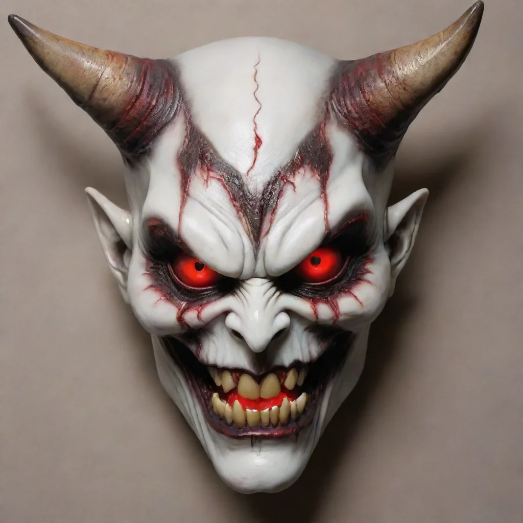 ai amazing an evil mask demon with glowing red eyes and a porcelain finish awesome portrait 2