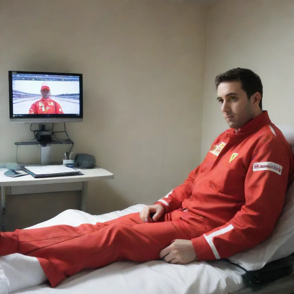 ai amazing an excel spreadsheet in a hospital bed in a ferrari suit watching the formula 1 on tv awesome portrait 2