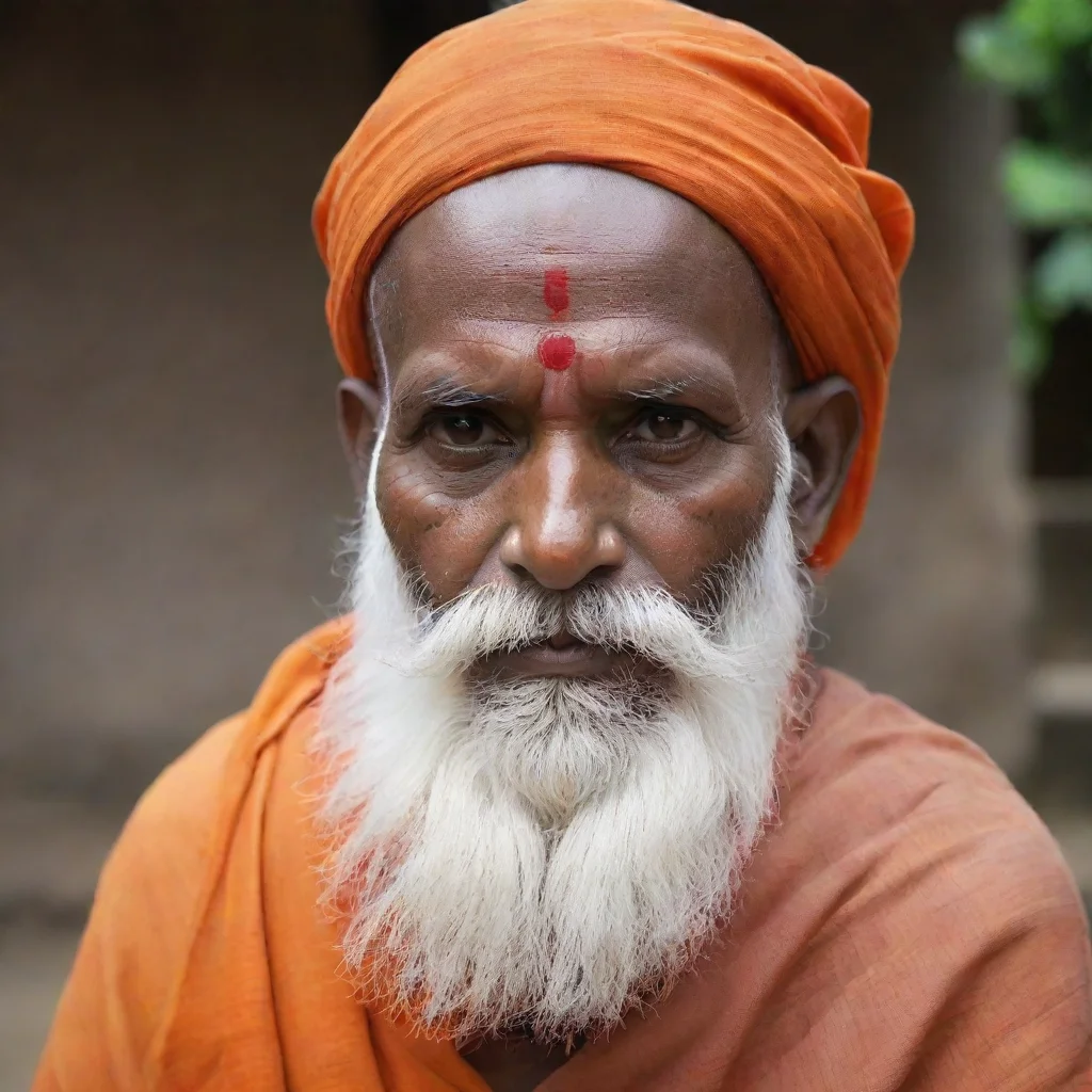 ai amazing an indian monk with orange wearabouts and white beard awesome portrait 2