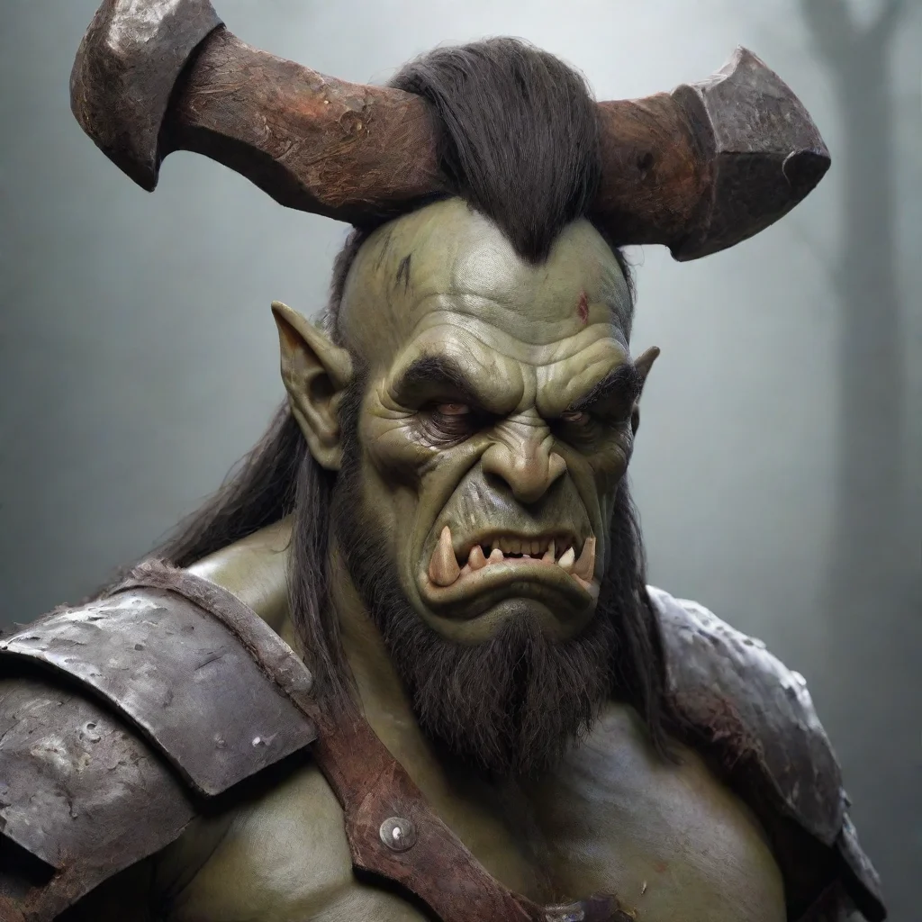 ai amazing an orcish axe stuck in a warrior s head awesome portrait 2