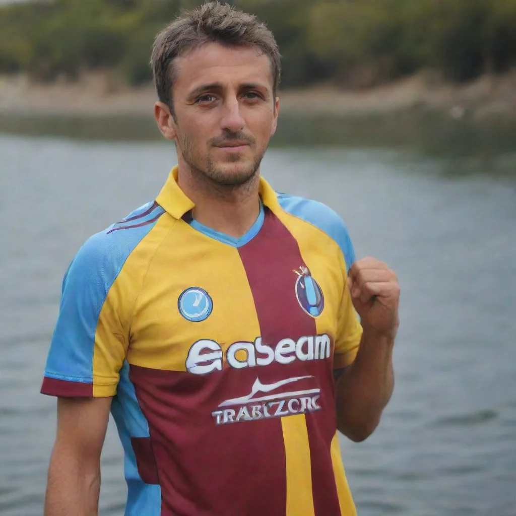  amazing anchovy in a maroon and blue trabzonspor jersey dangling from a fishing rod in the hands of a player in a yellow