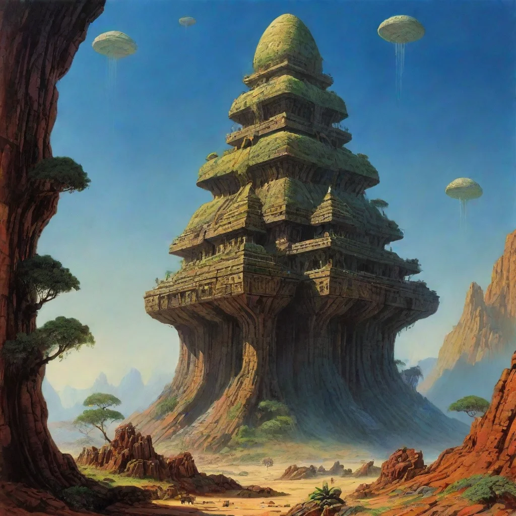 ai amazing ancient super alien world scifi temple plant life chris foss jack kirby awesome portrait 2