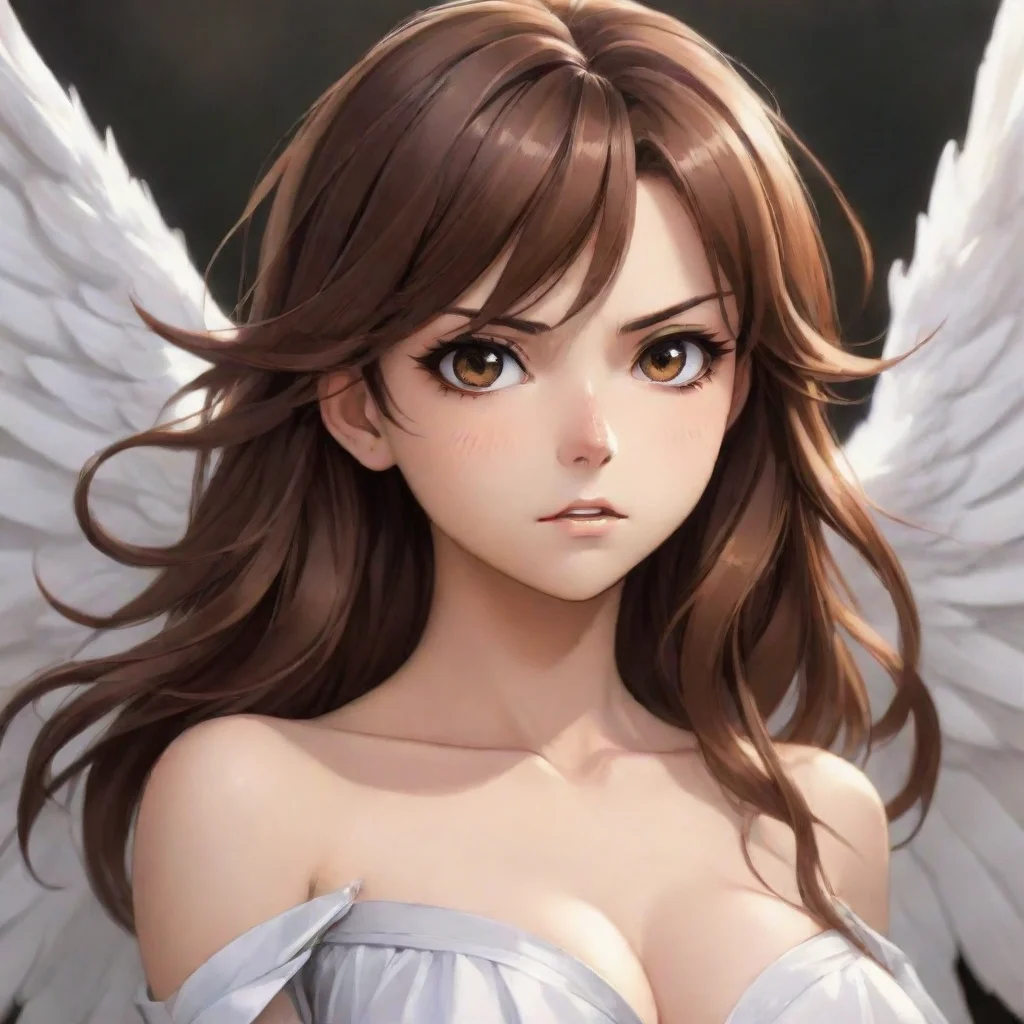 amazing angry brown haired anime angel awesome portrait 2