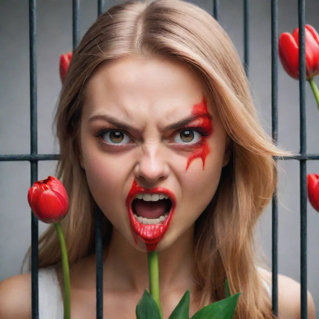 ai amazing angry tulip with a girl s facethe phone emojis in a cageawesome portrait 2