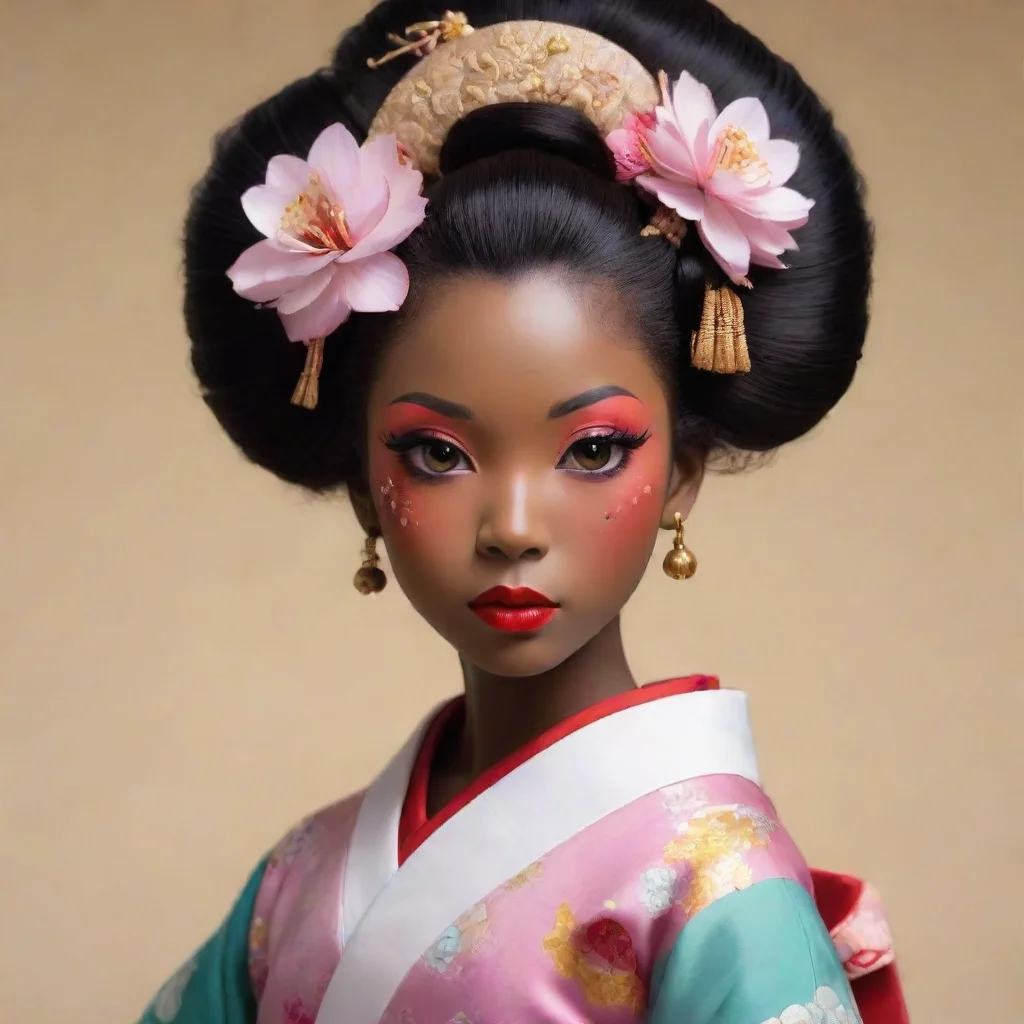 amazing anime african american girl geisha makeover awesome portrait 2