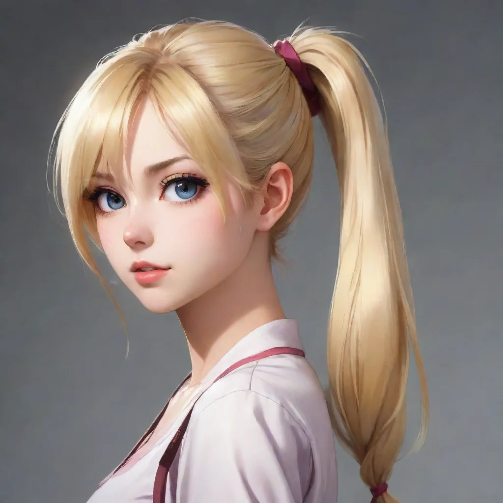 ai amazing anime blonde girl with a ponytail awesome portrait 2