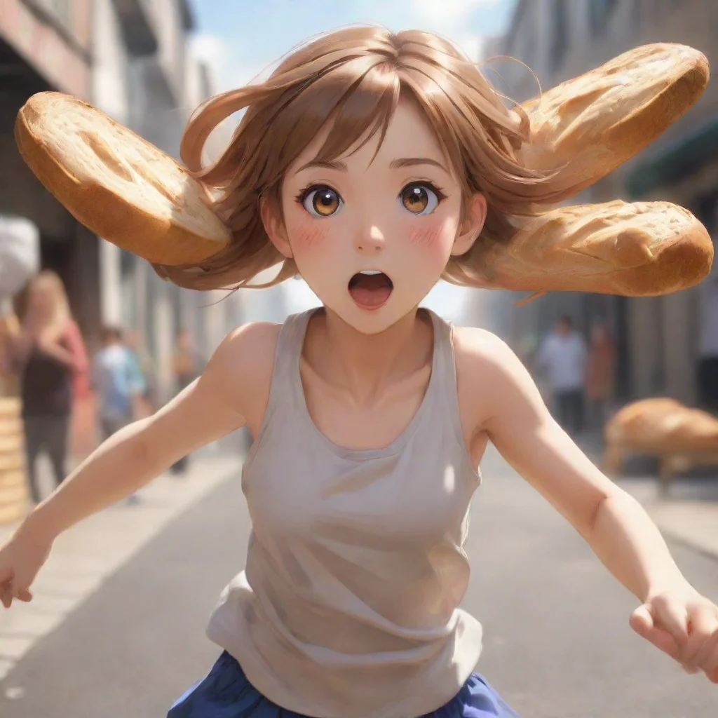 amazing anime girl running with bread in mouth awesome portrait 2