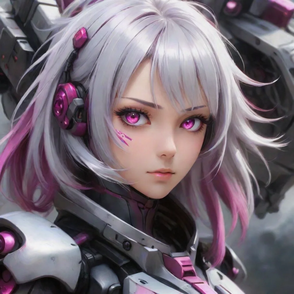 amazing anime girl silver hair dark fuchsia eyes mecha pilot combat awesome portrait 2