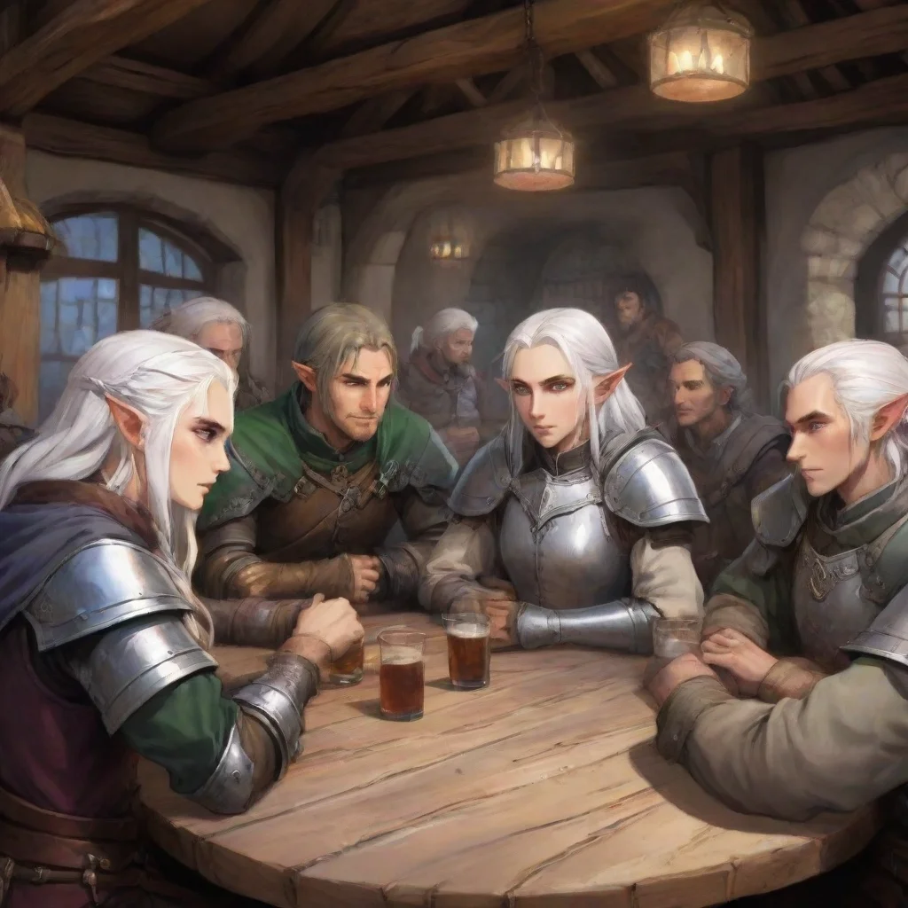  amazing anime styleeuropean medieval rpg tavern with many people drinkingclose up on a table where three adventurer havi