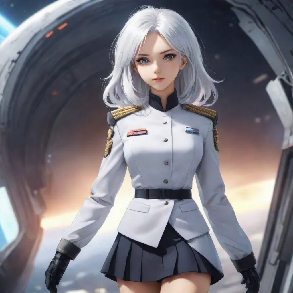 ai amazing anime stylewhite hair femalemilitary commanderscience fictionspace shipskirt uniform awesome portrait 2 wide