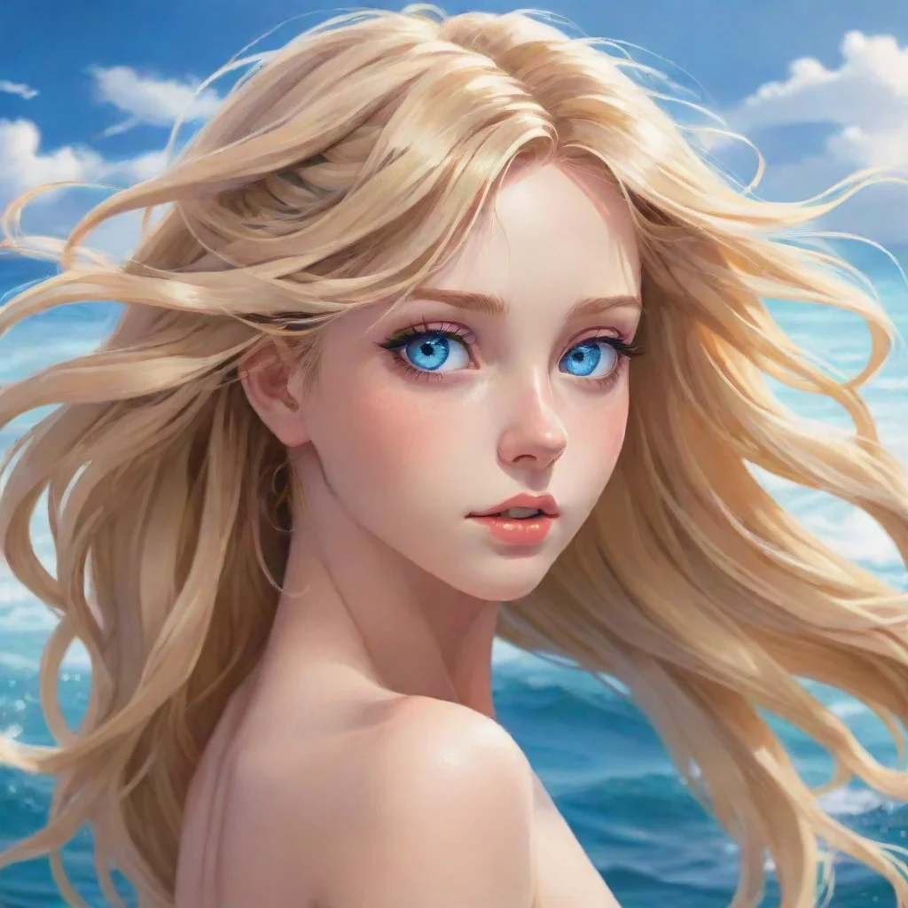ai amazing anime young woman with blond hairocean blue eyes with her hair falling down her back awesome portrait 2