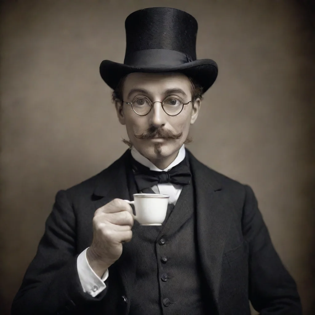 ai amazing anonymous man with a monocle holding a cup of tea awesome portrait 2