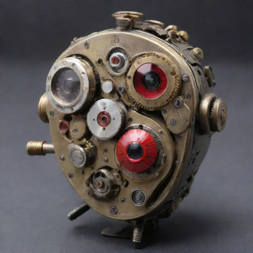 ai amazing antique intrincated mechanical wrist watch movement mechanism with mechanical armsmechanical legscyclops robot h