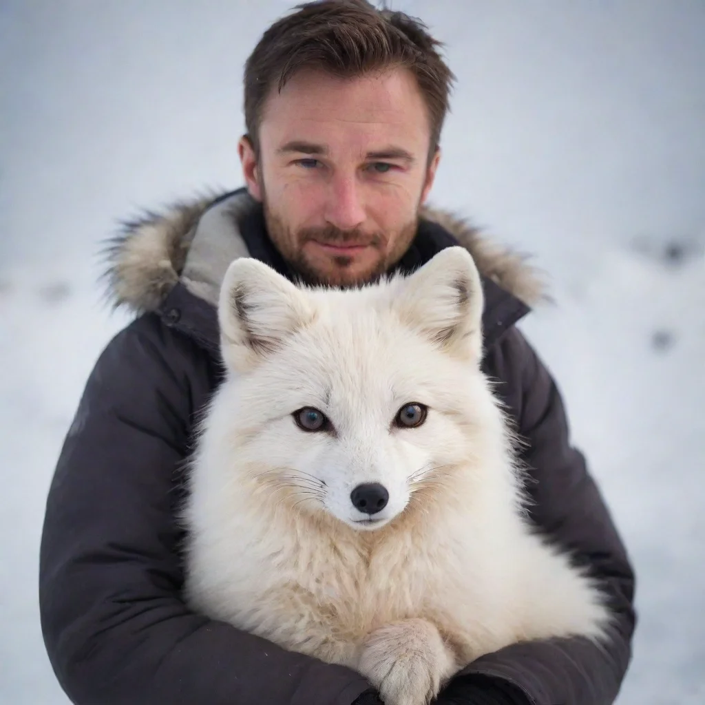 ai amazing arctic fox sitting on human s lap awesome portrait 2