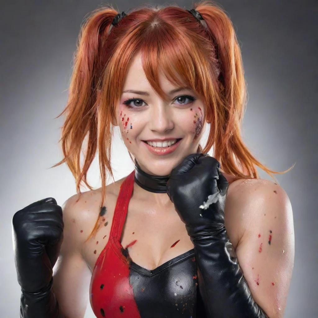 ai amazing asuka wwesmiling with black gloves and gun and mayonnaise splattered everywhere awesome portrait 2