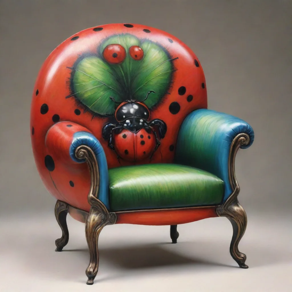 ai amazing avant garde chairnovel chairdetailed drawingcolored drawing of chairinspired with the lady bug and mushroom awes