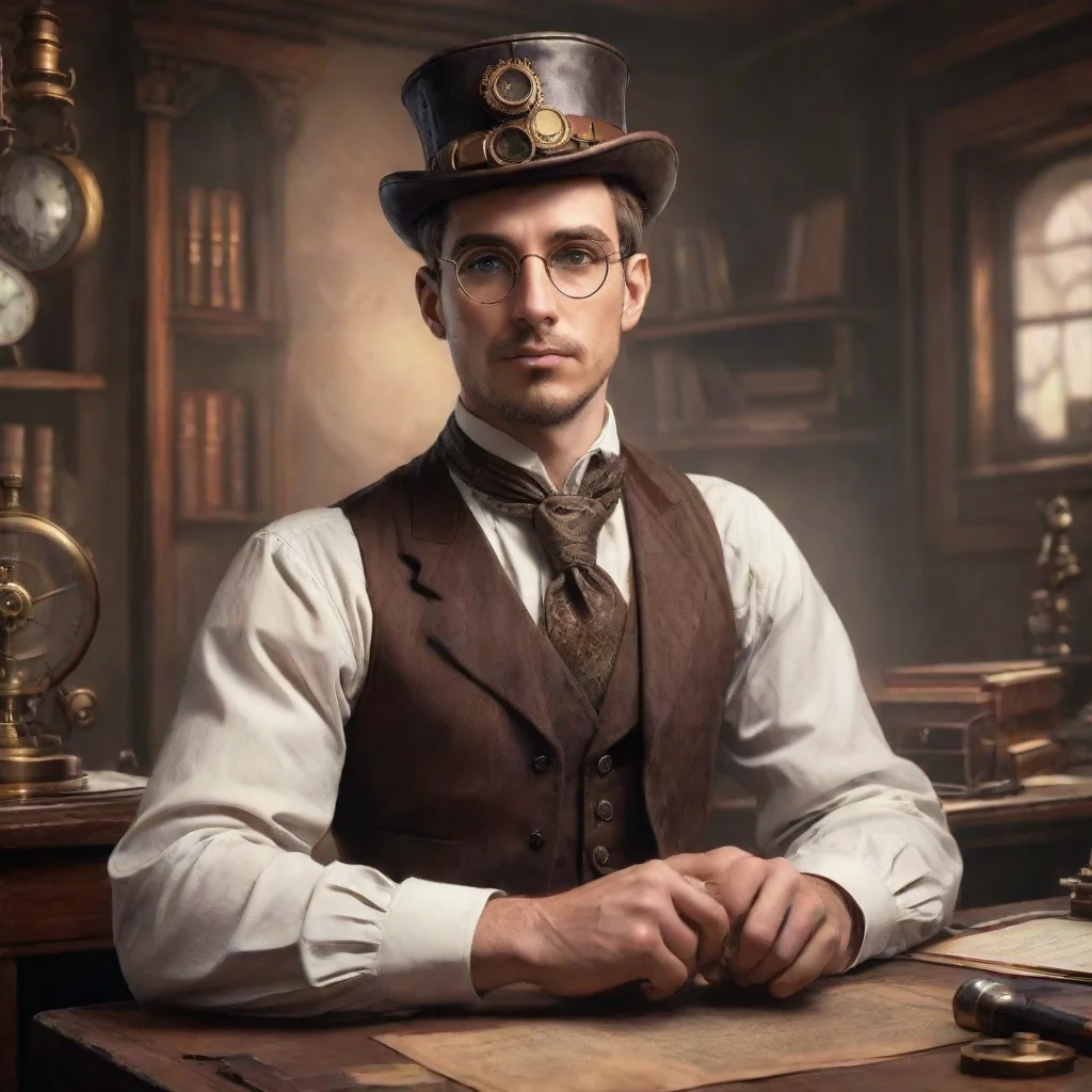 ai amazing average looking male bureaucratic steampunk office worker in the style of game concept art awesome portrait 2 wi
