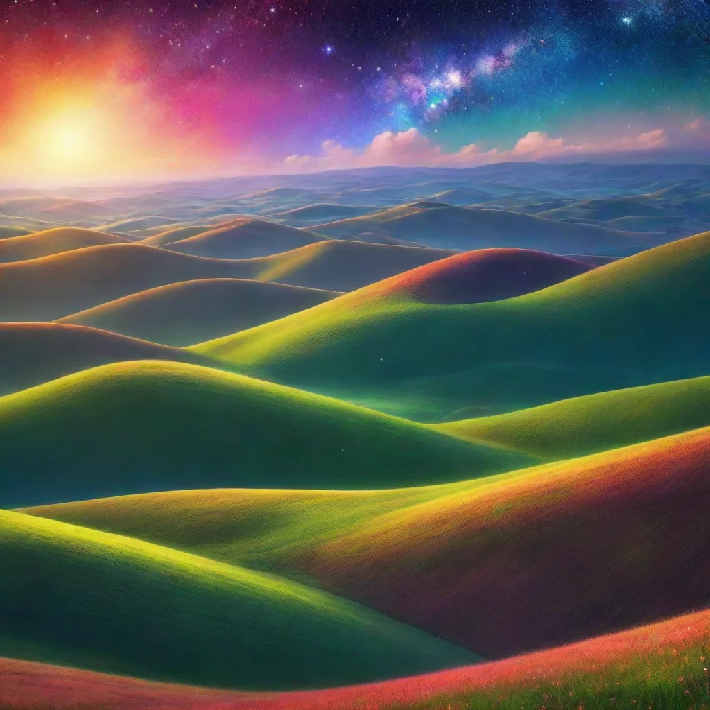 ai amazing background gentle rolling hills valleys colorful fantasy universe stars amazing awesome portrait 2 wide