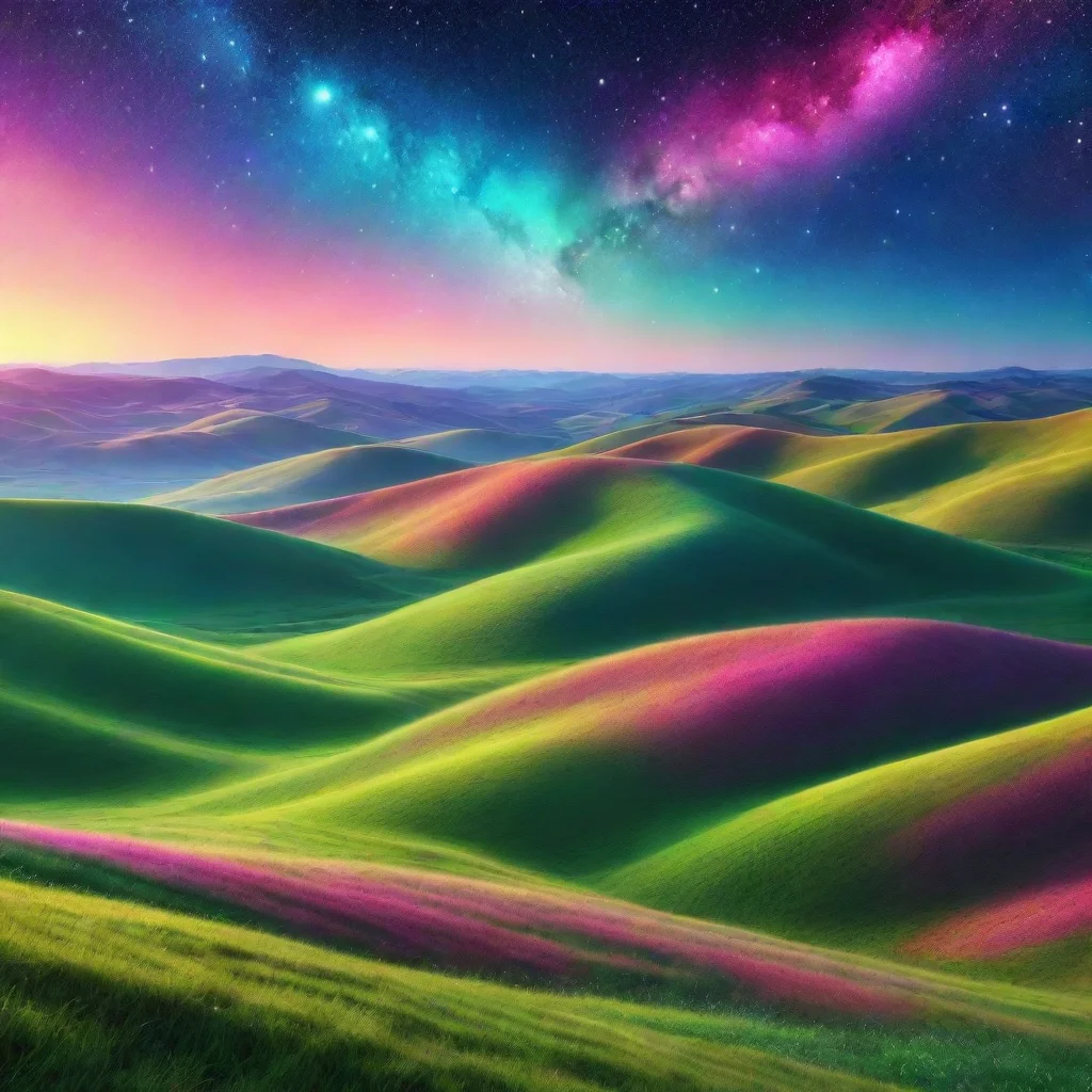 ai amazing background gentle rolling hills valleys colorful fantasy universe stars good looking trending fantastic 1 wide