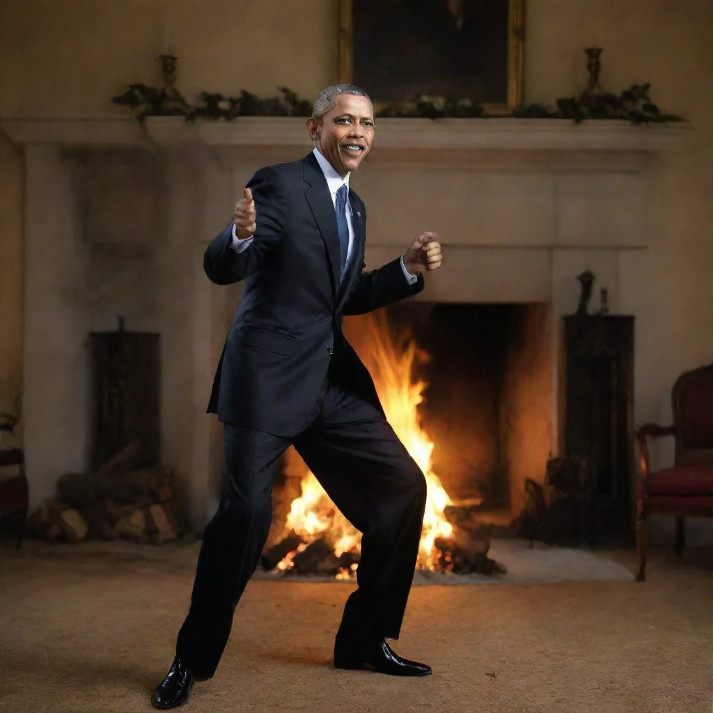 ai amazing barack obama dancing by the fire awesome portrait 2