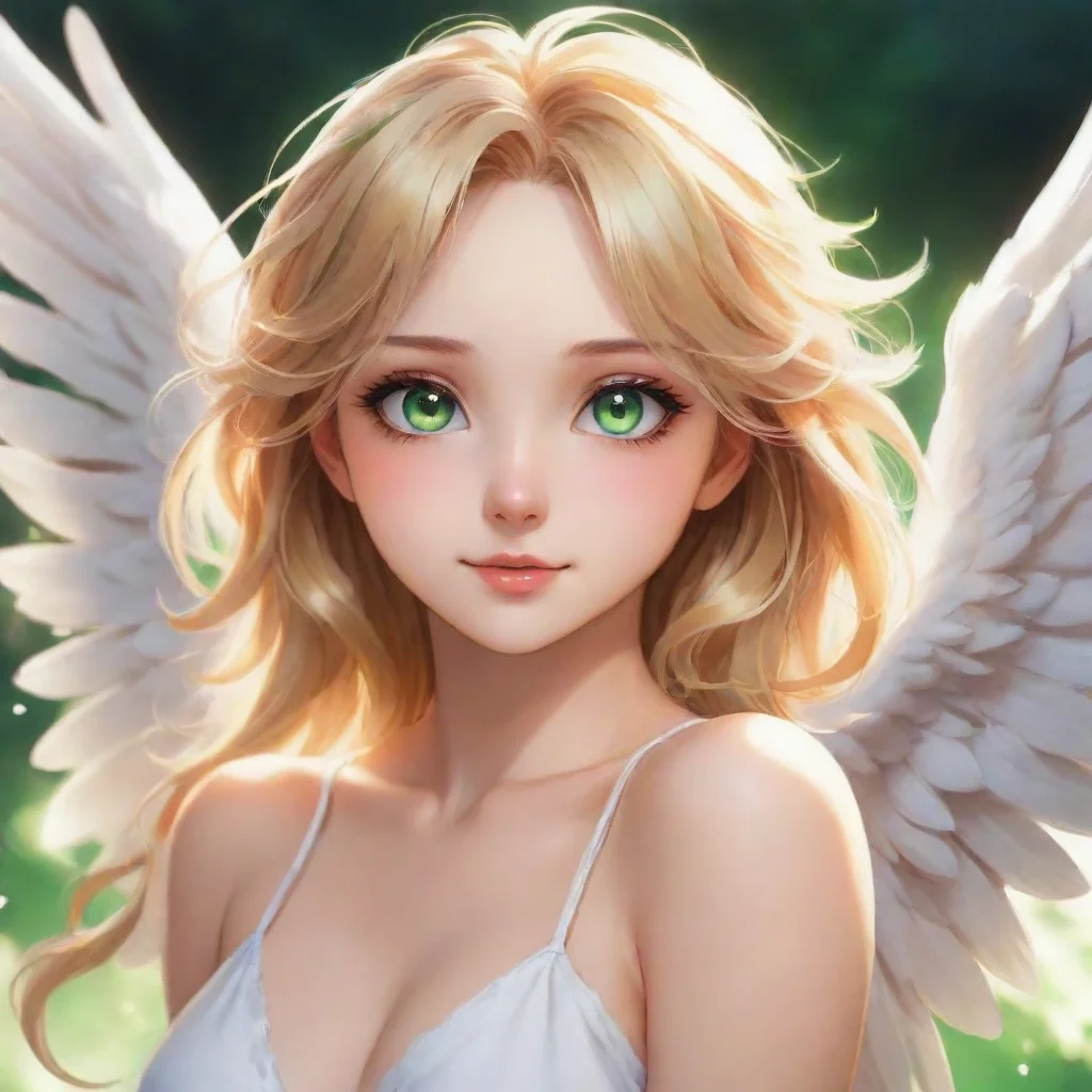  amazing beautiful anime angel with blonde hair and green eyes happy awesome portrait 2