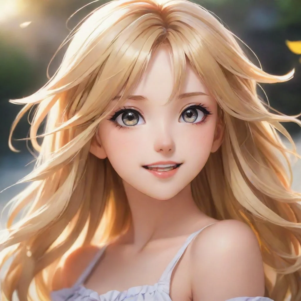 ai amazing beautiful blonde anime girl happy awesome portrait 2