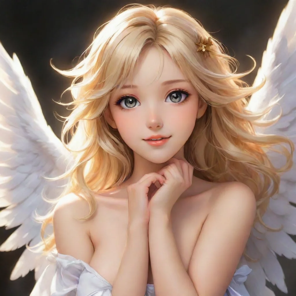 ai amazing beautiful blonde happy anime angel awesome portrait 2