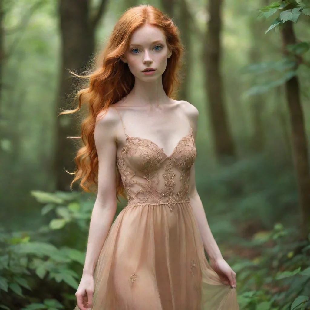 ai amazing beautiful enchanted skinny ginger princess see through dress awesome portrait 2