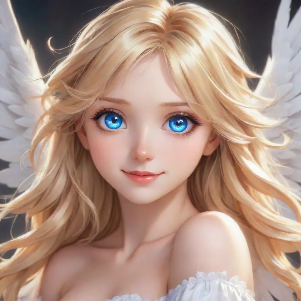  amazing beautiful happy blonde anime angel with blue eyes awesome portrait 2