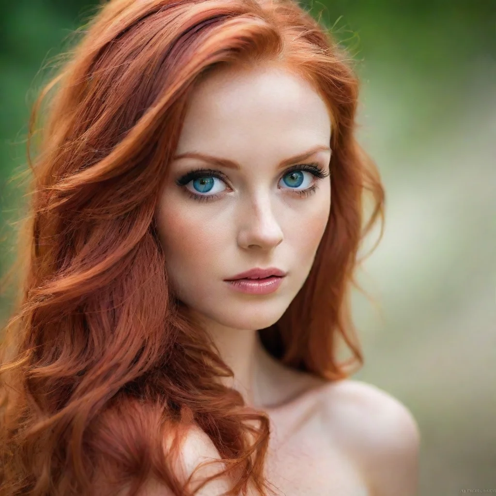  amazing beautiful redhead amazing eyes clear stunning sensual seductive look strong red vibrant colors awesome portrait 