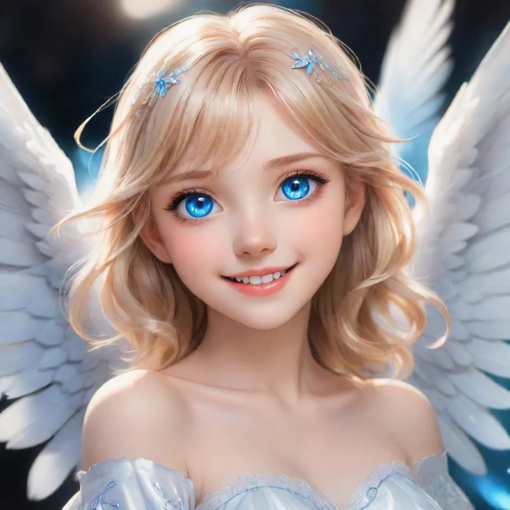  amazing beautiful smiling anime angel with blue eyes awesome portrait 2