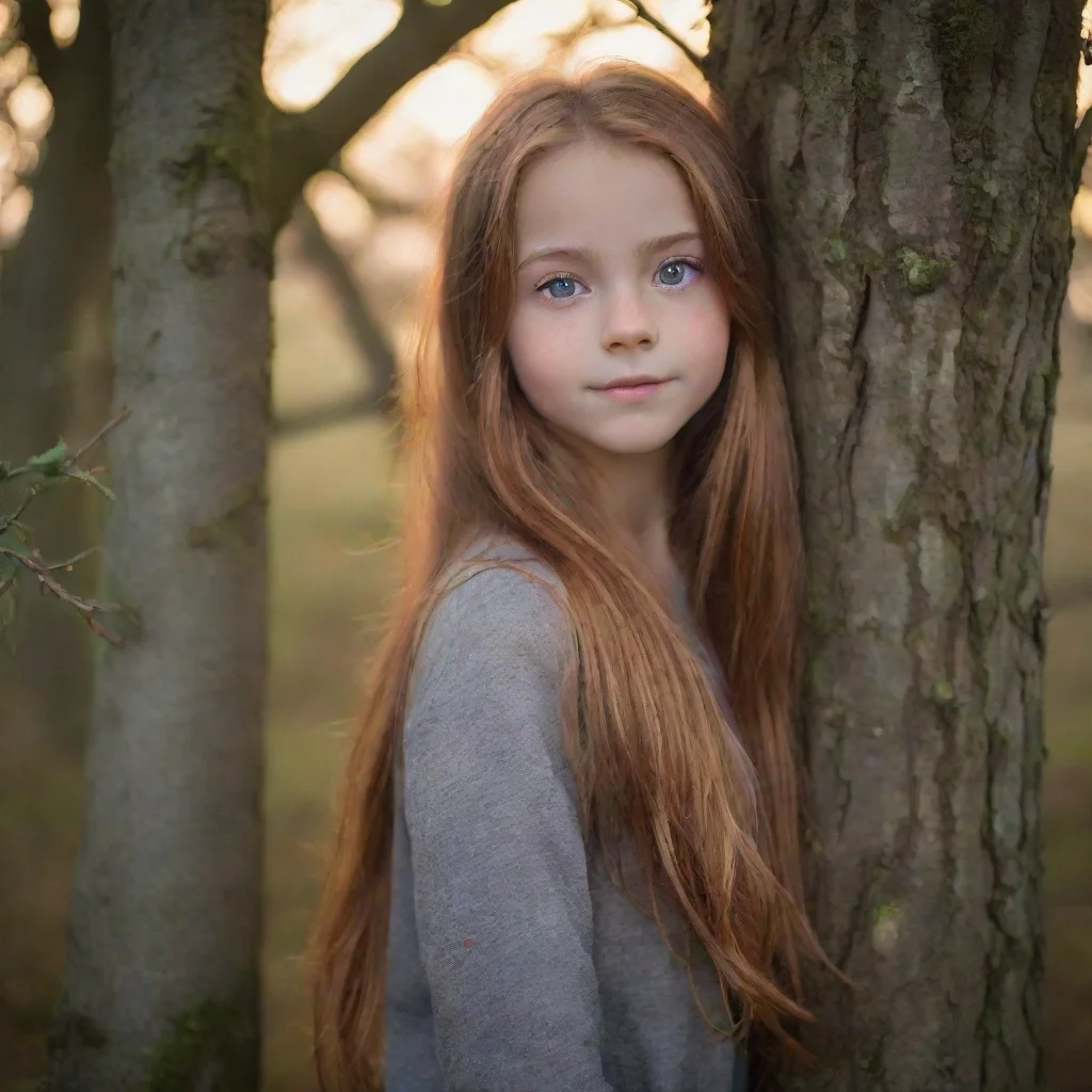  amazing behind tree on moorgolden twilightslender scottish ten year old little girl posingstraight long auburn hair and 
