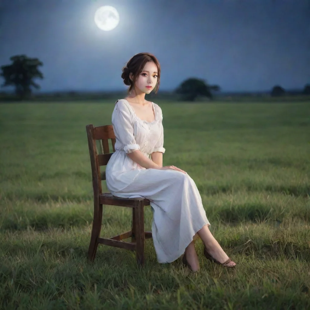  amazing best qualityhd aestheticwoman sitting in a wooden chair in the middle of a grass field on a farm moonlightbest q