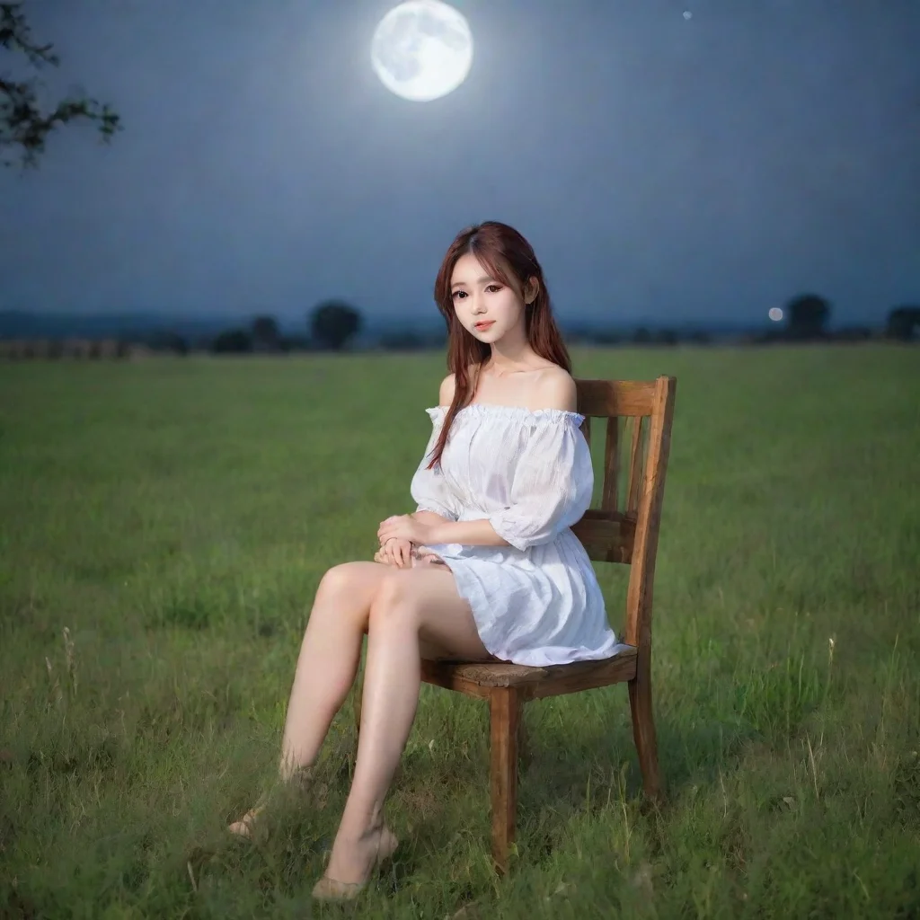  amazing best qualityhd aestheticwoman sitting in a wooden chair in the middle of a grass field on farm moonlightbest qua