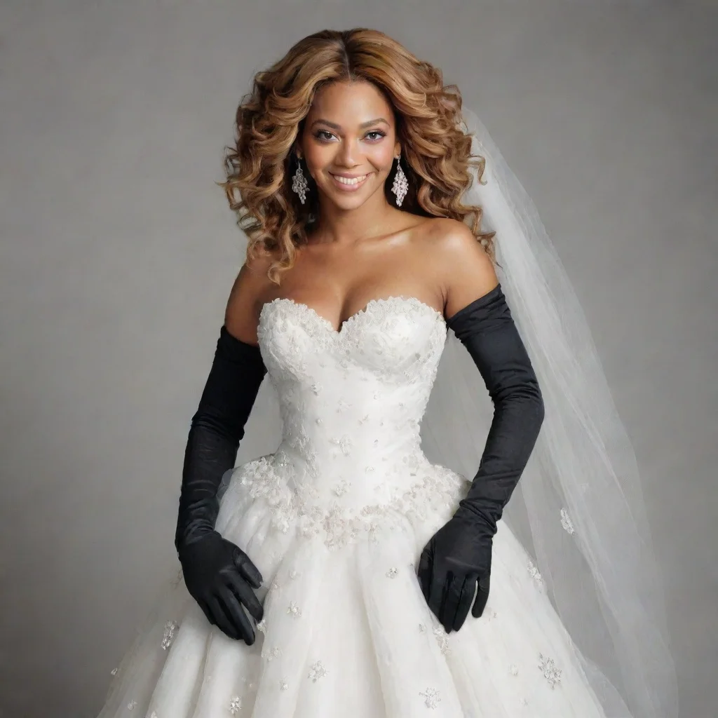 ai amazing beyonce in a wedding dresssmiling with black gloves andgun awesome portrait 2