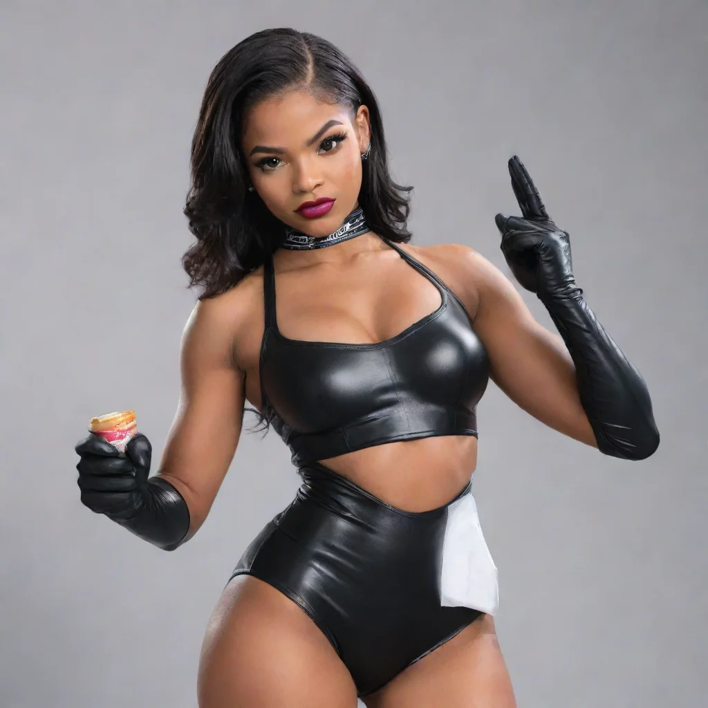  amazing bianca belair with black gloves and gun shooting mayonnaise awesome portrait 2
