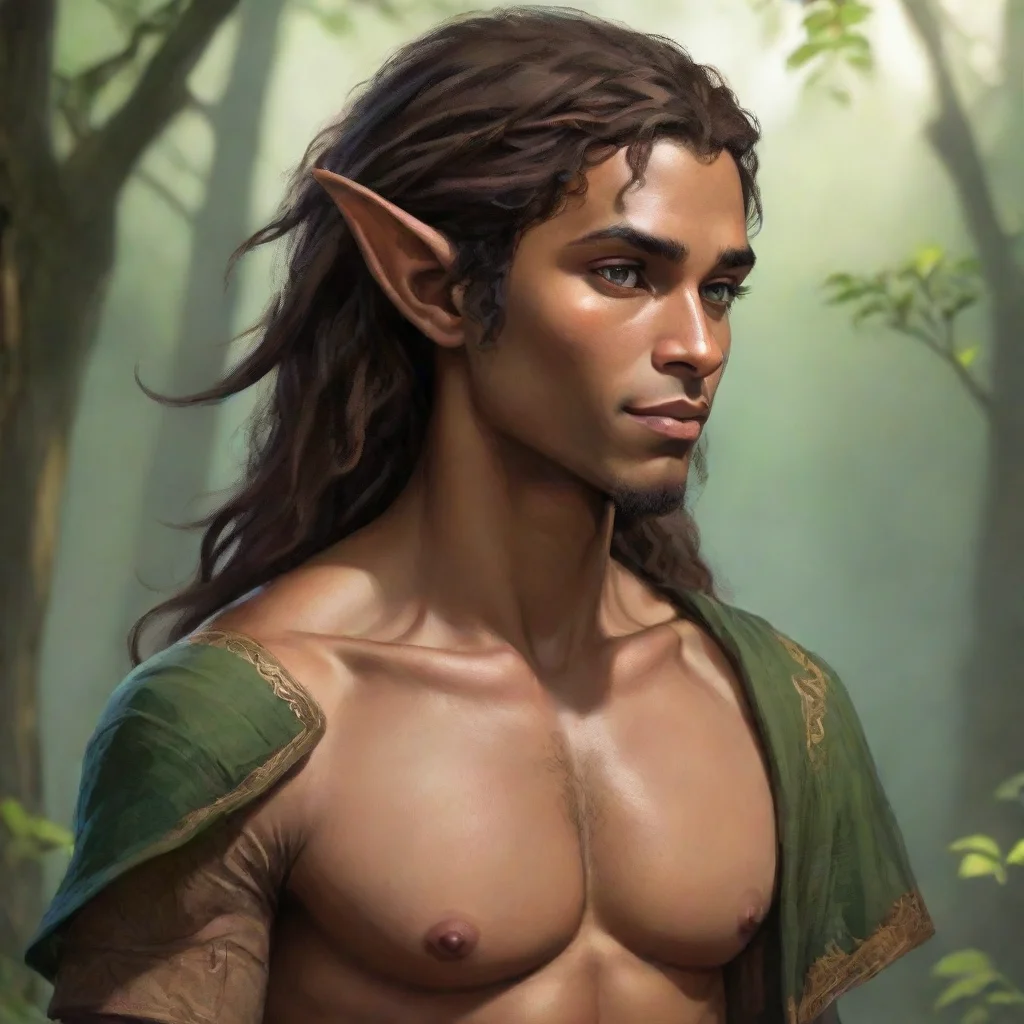 ai amazing big booty feminine male half elf with brown skin awesome portrait 2