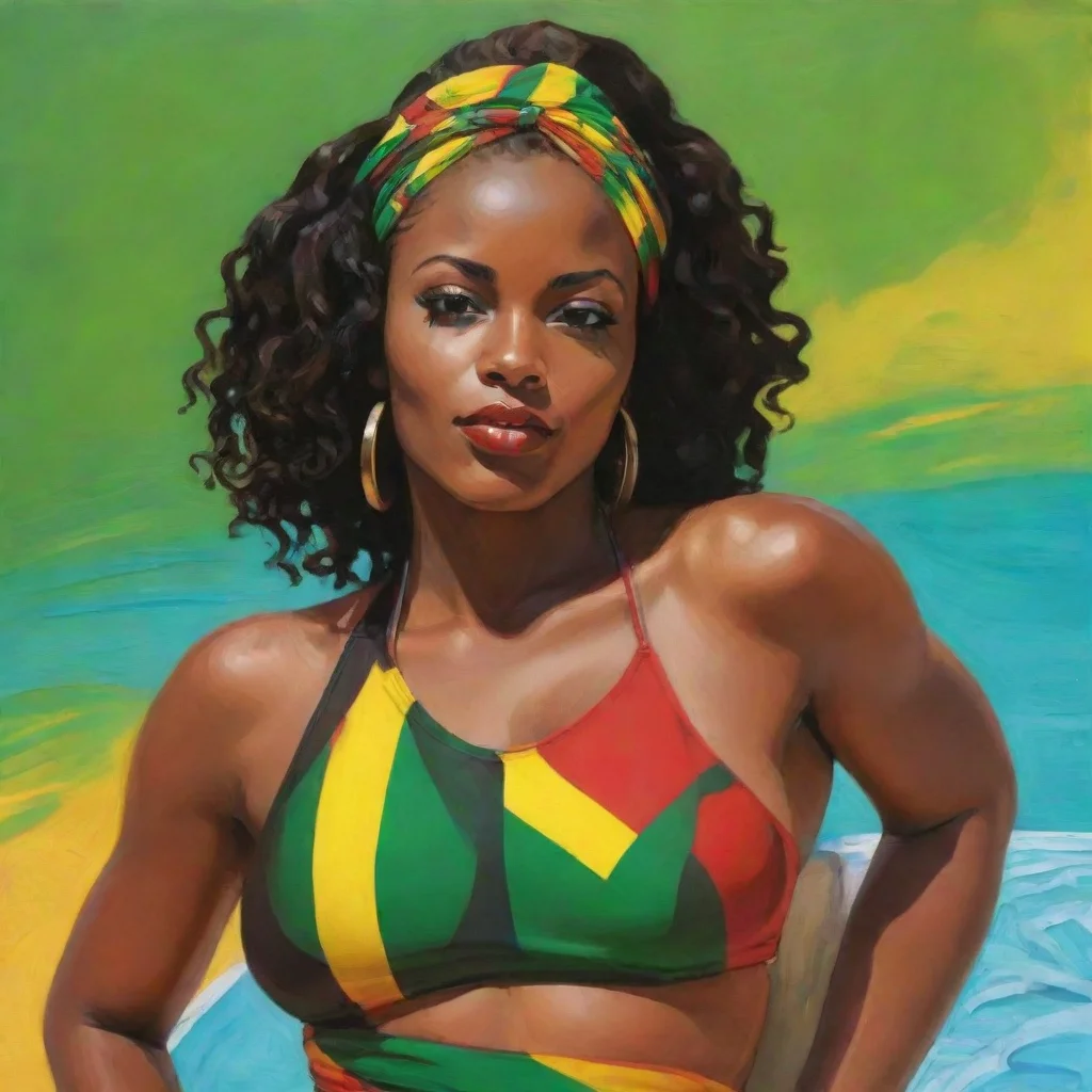 ai amazing black woman jamaican pop art swimwear awesome portrait 2