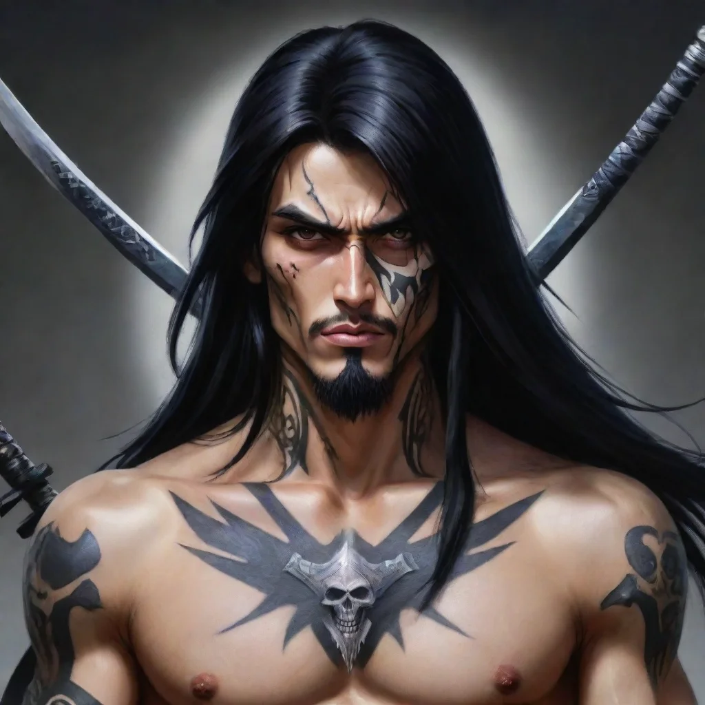  amazing bleachsouls reaperguymalelong dark hairtattoo on a forehead in diamond shapekatana awesome portrait 2 wide