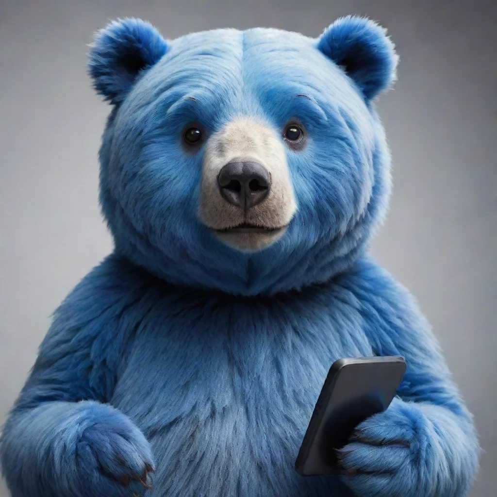 ai amazing blue bear with smartphone awesome portrait 2