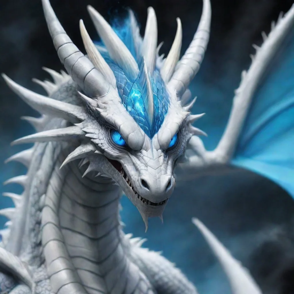 ai amazing blue eyes white dragon awesome portrait 2