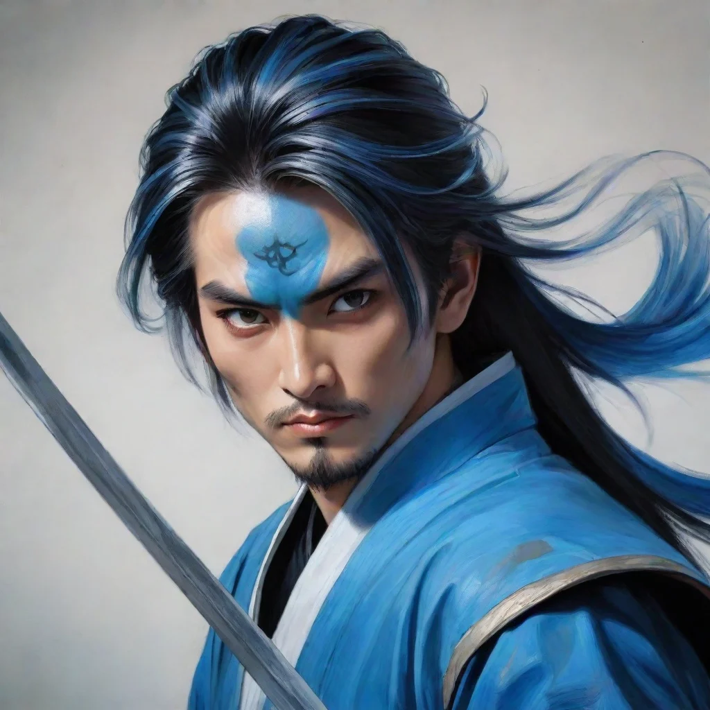  amazing blue skinned malecomic portrait wuxia style with sword awesome portrait 2