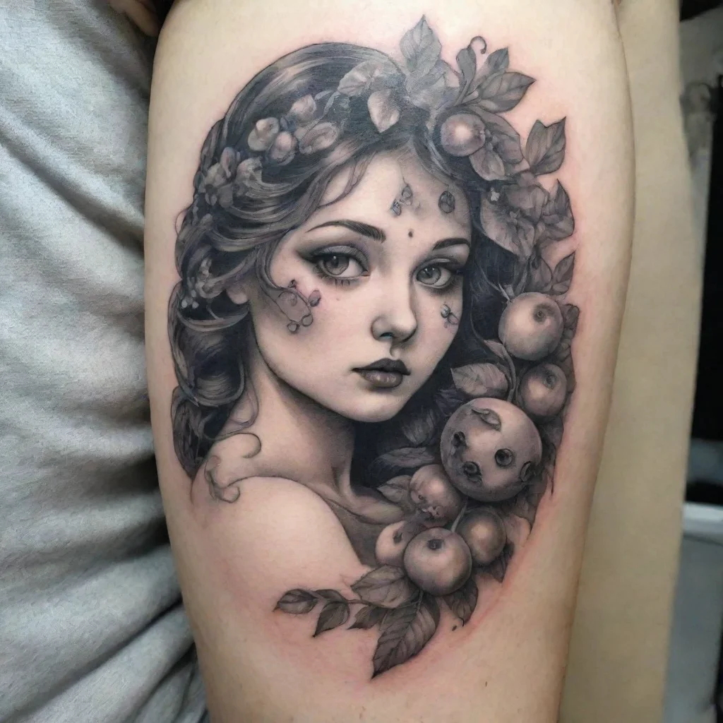 ai amazing blueberry and gooseberry black and white fine line tattoo awesome portrait 2
