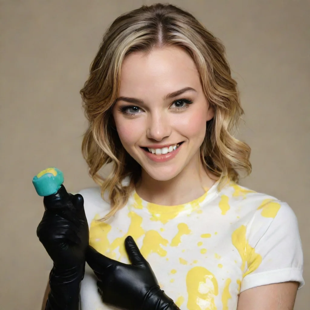 amazing bridget mendler from lemonadesmiling with black nitrile gloves and gun and mayonnaise splattered everywhere awes