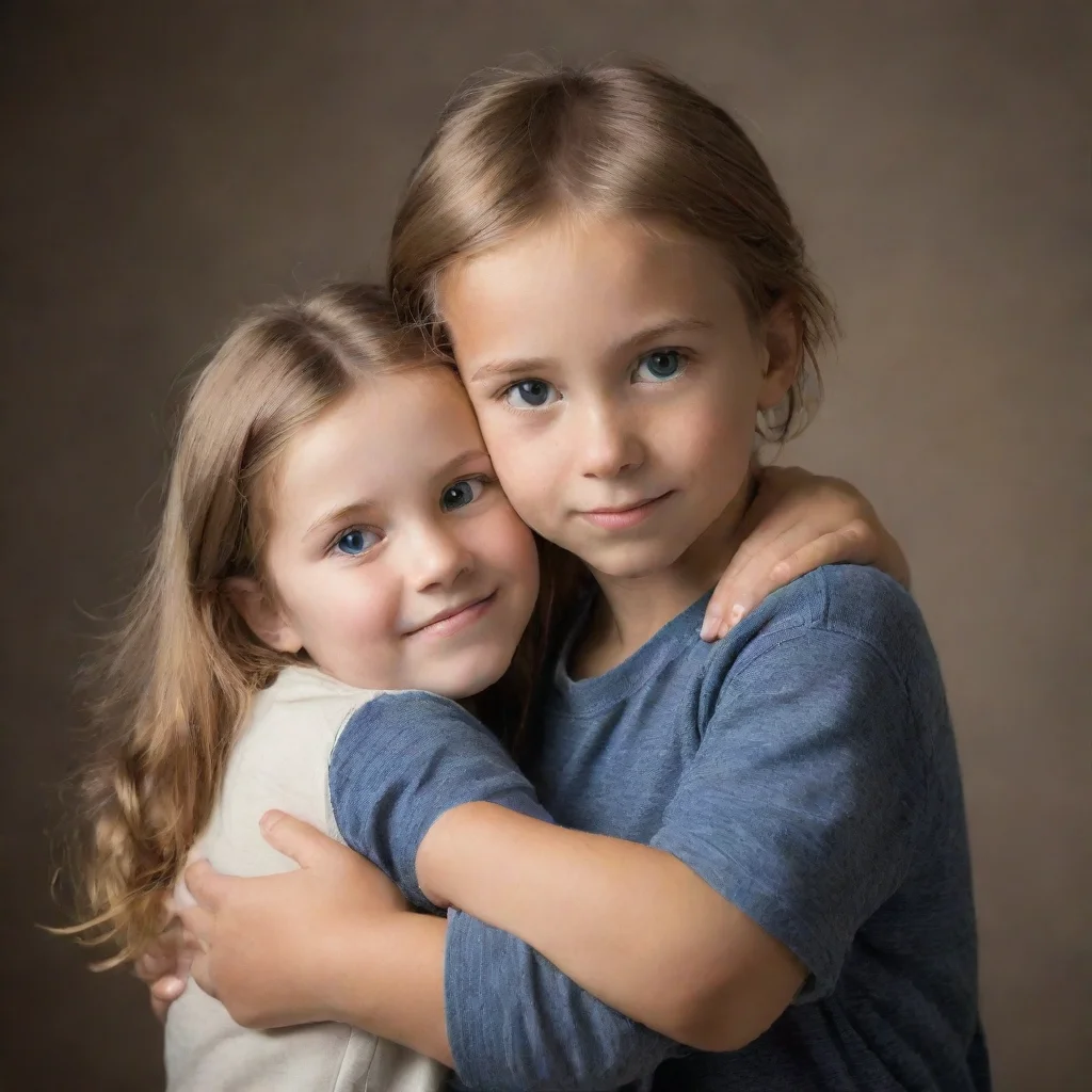 ai amazing brother and sister hug awesome portrait 2