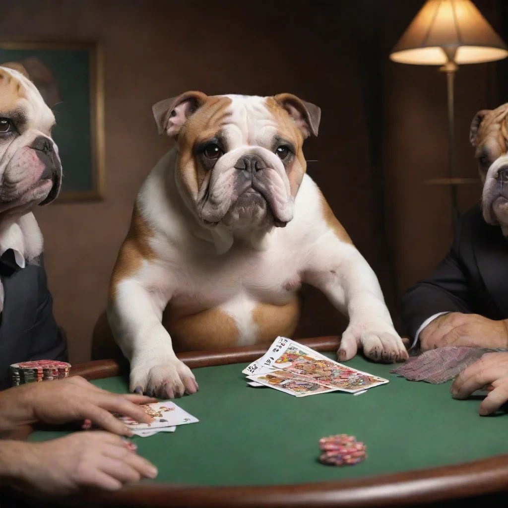 ai amazing bulldog playing poker awesome portrait 2