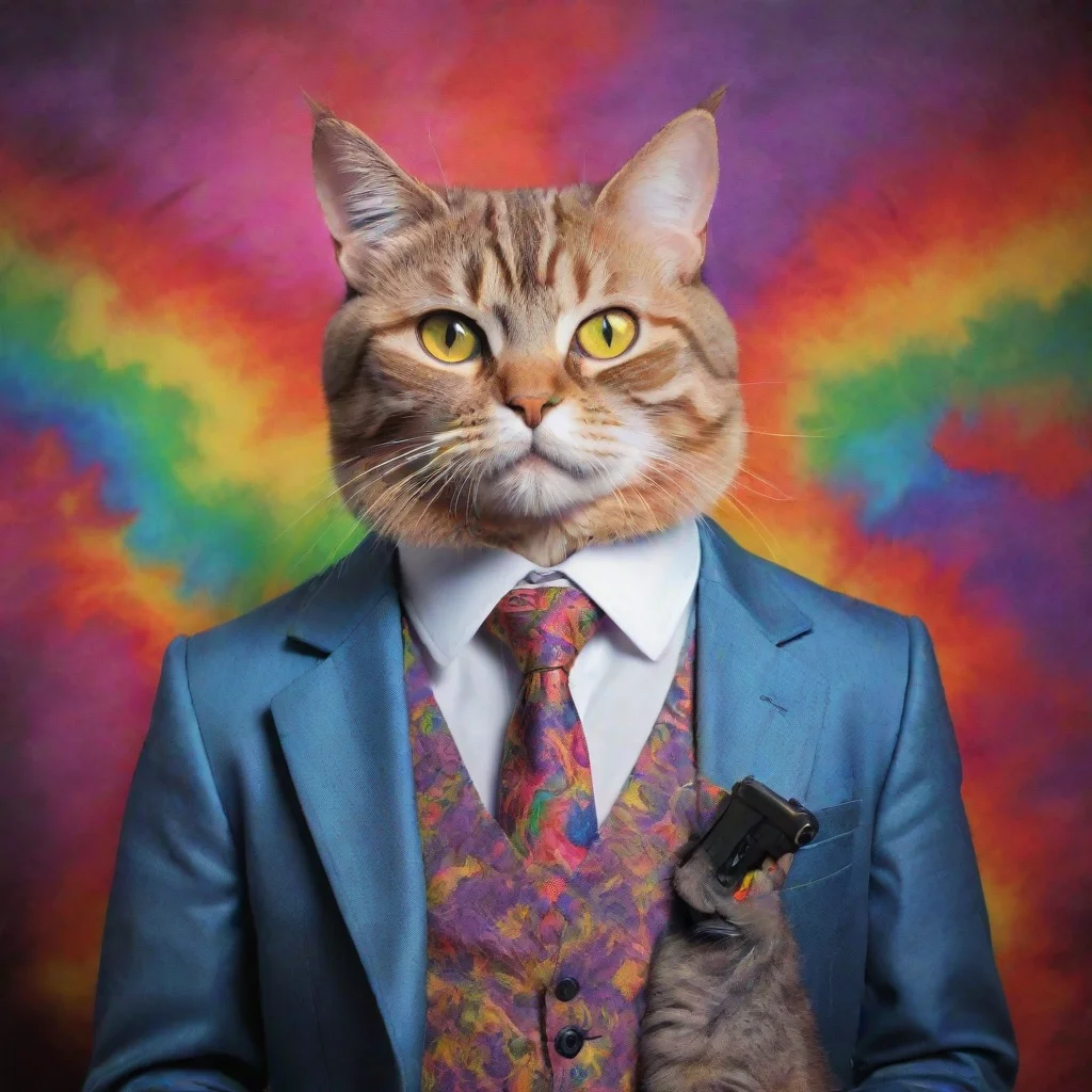 ai amazing business cat with lsd and gun awesome portrait 2