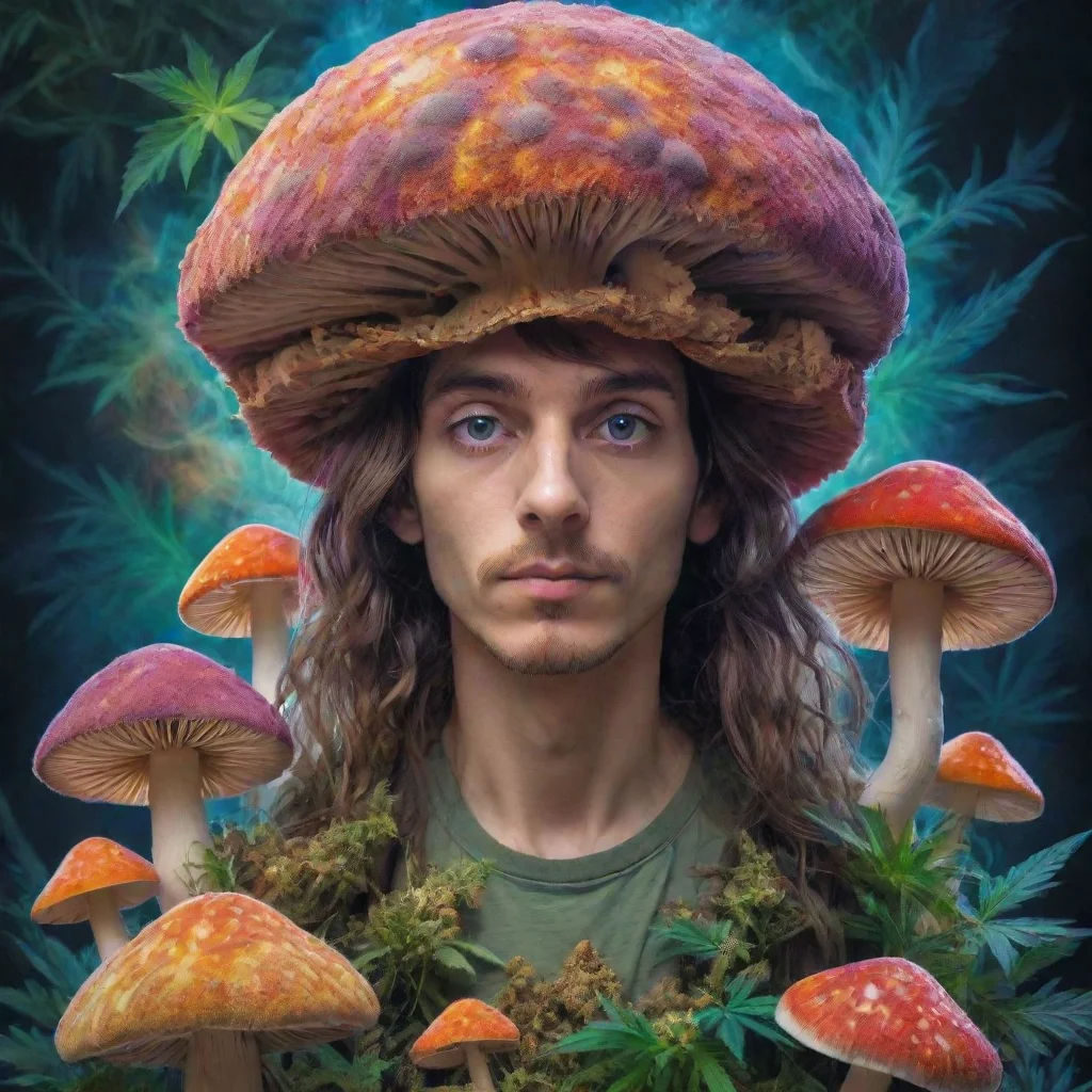 ai amazing cannabis mushroom psylocybinpsychedelic awesome portrait 2
