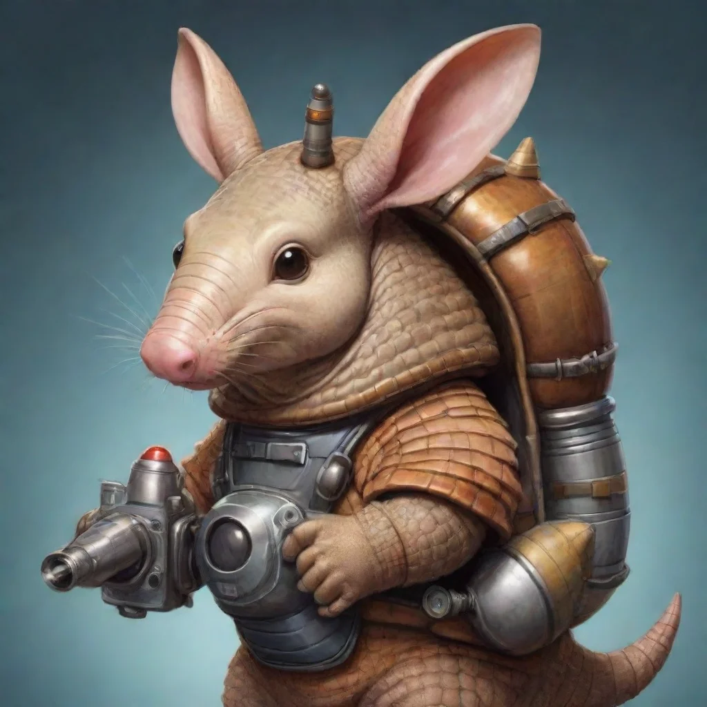 amazing cartoon armadillo wearing a rocket pack awesome portrait 2